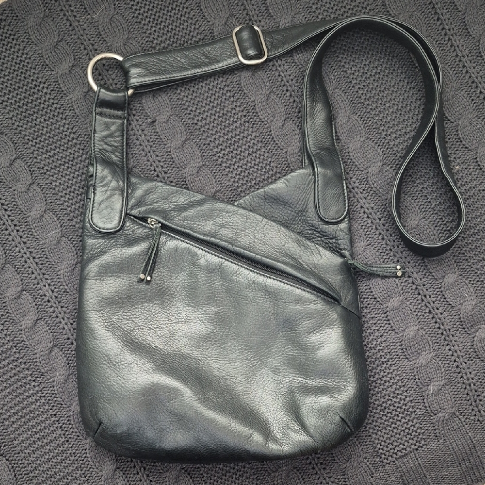 Black Leather Crossbody Bag